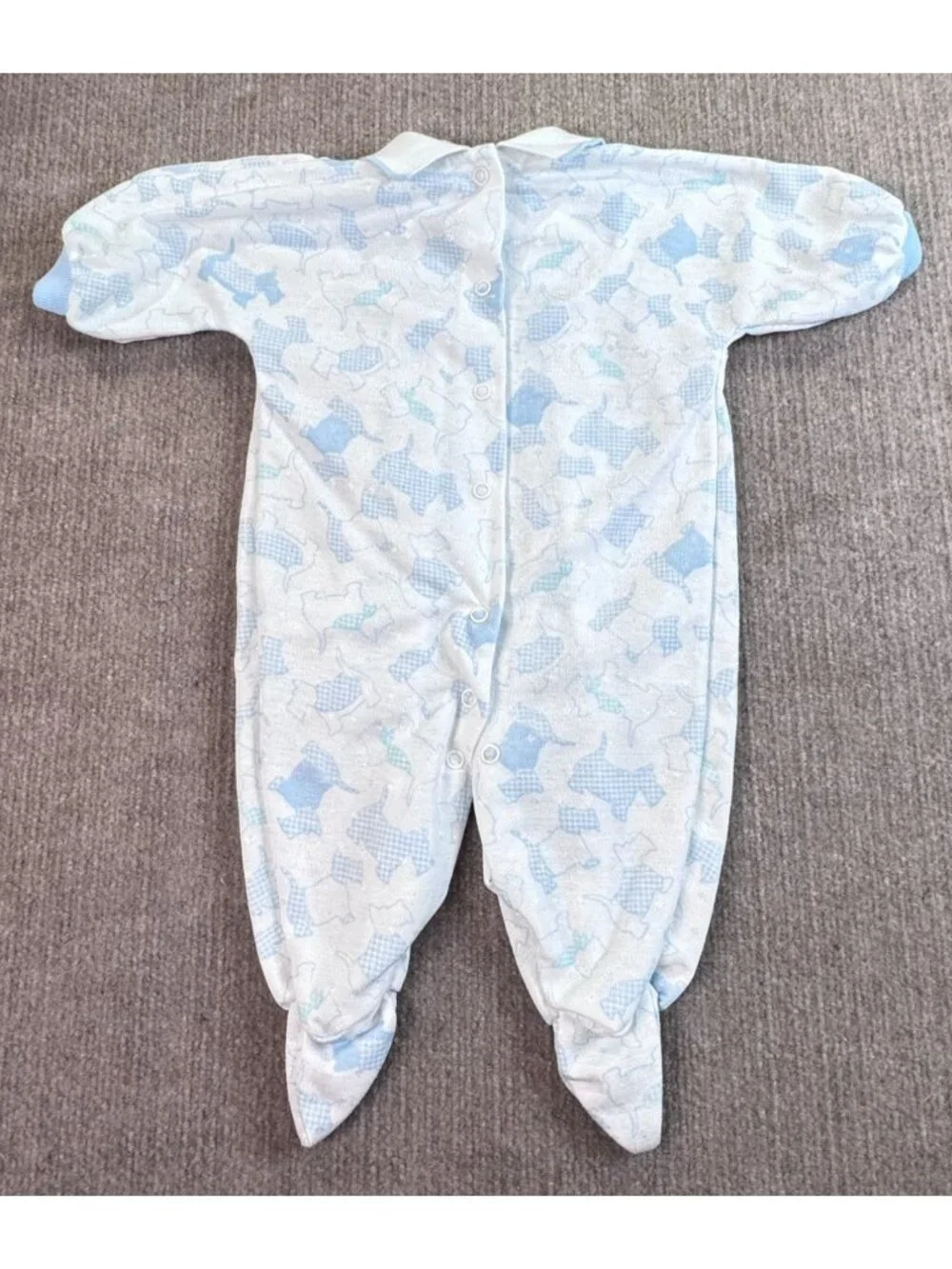 Baby Dior Blue Footed Sleeper Scottie Dog Print Medium 12-17 Lbs. USA